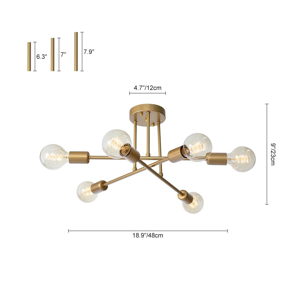 Vallin Modern Brass Semi Flush Mount Chandelier