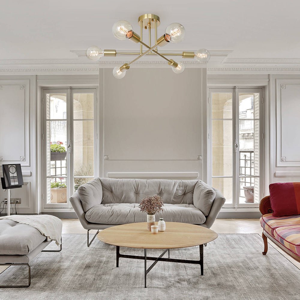 Vallin Modern Brass Semi Flush Mount Chandelier