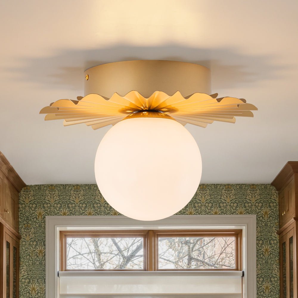 Aevuvo Mid-Century Sunburst Opal Glass Ceiling Light