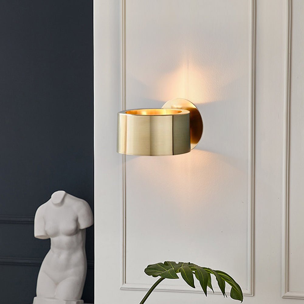Zorunix Minimalist Brass Drum Metal Wall Light