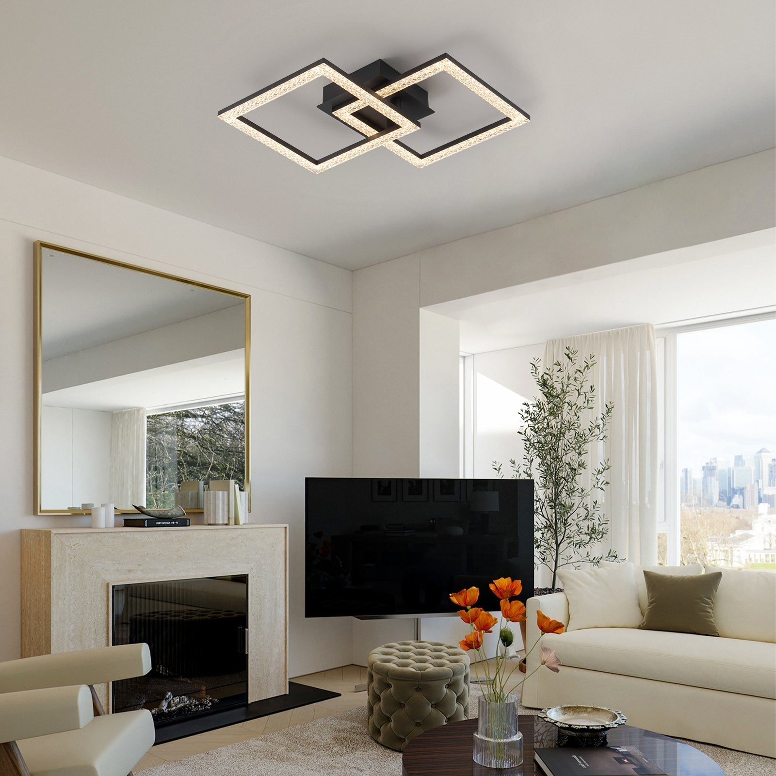 Mjolkuvux Minimalist Dimmable Metal Semi Flush Mount Ceiling Light - Lamp Copper