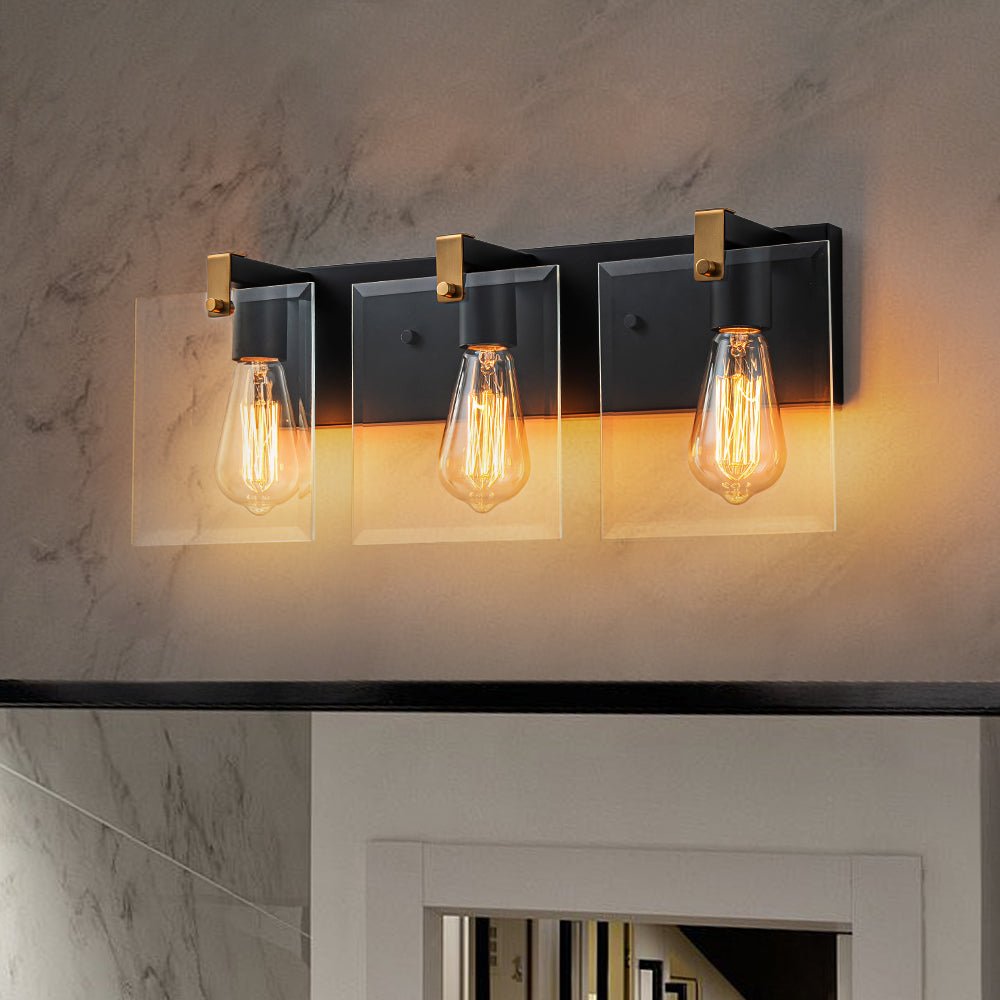 Eirikuvix Minimalist Panel Clear Glass Vanity Wall Lamp