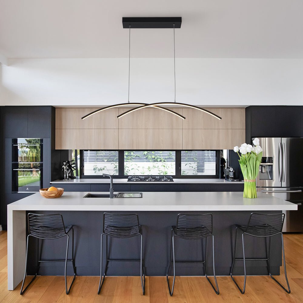 Ulfuvyr Minimalist Dimmable Arched Metal Chandelier