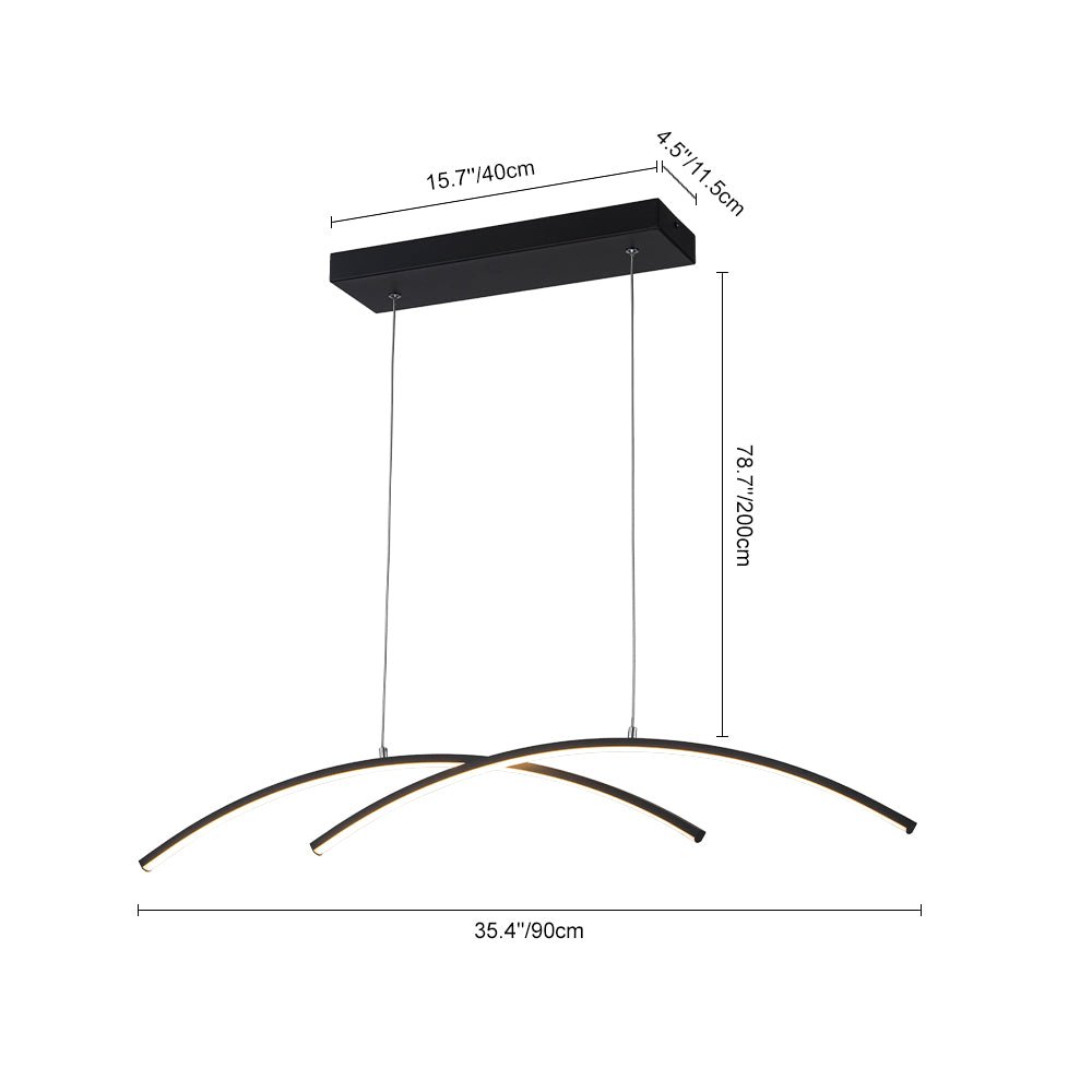 Ulfuvyr Minimalist Dimmable Arched Metal Chandelier