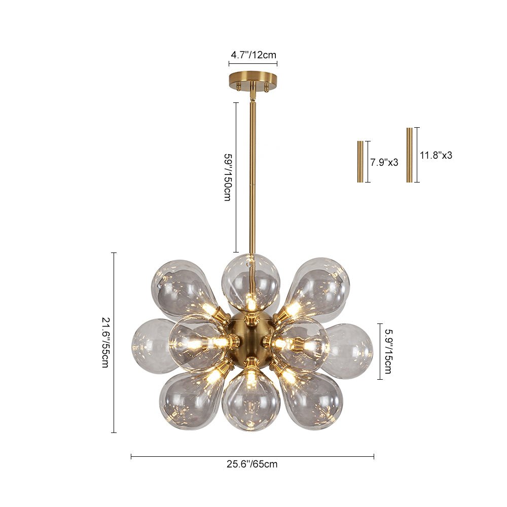 Yrvunix Modern Cluster Gray Glass Chandelier