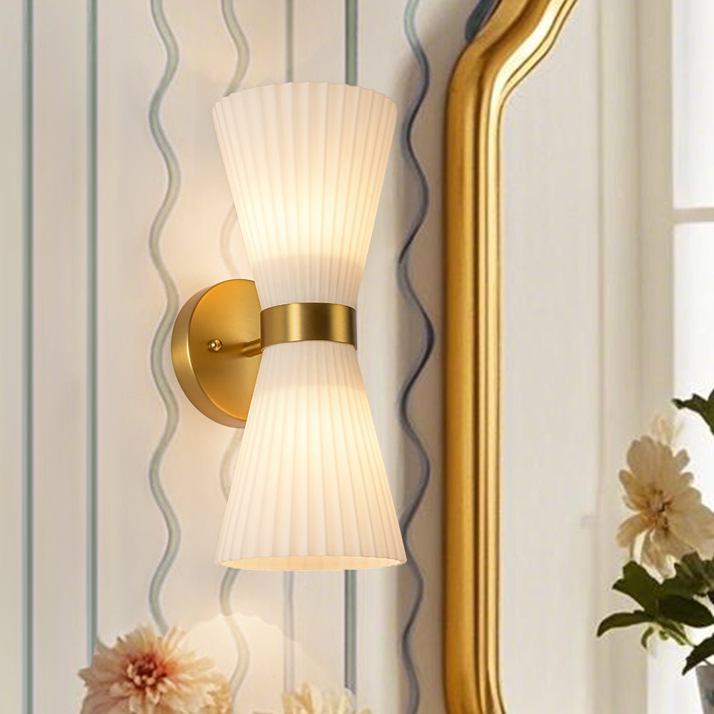 Alvuvix Modern Pleated Cone Glass Wall Sconce