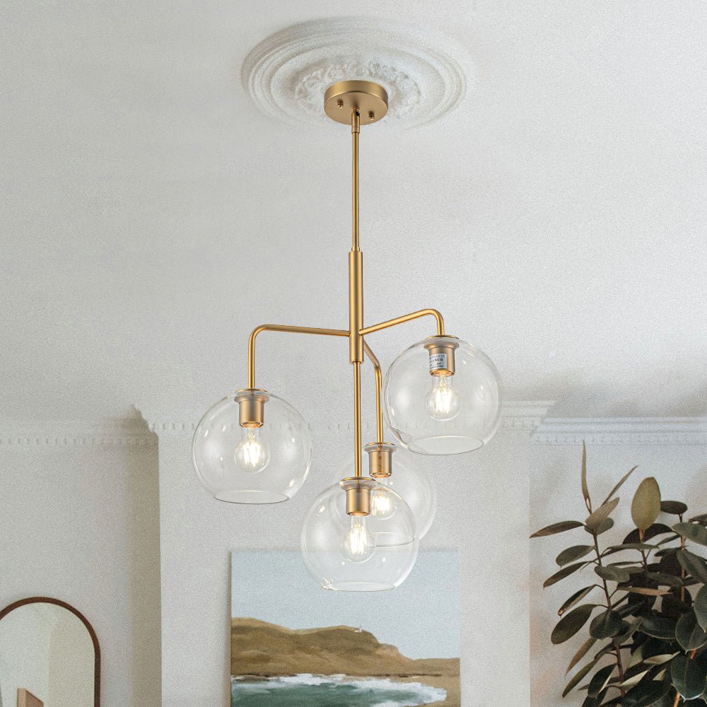 Jarnbrunx Modern Clear Bubble Hanging Sputnik Glass Chandelier