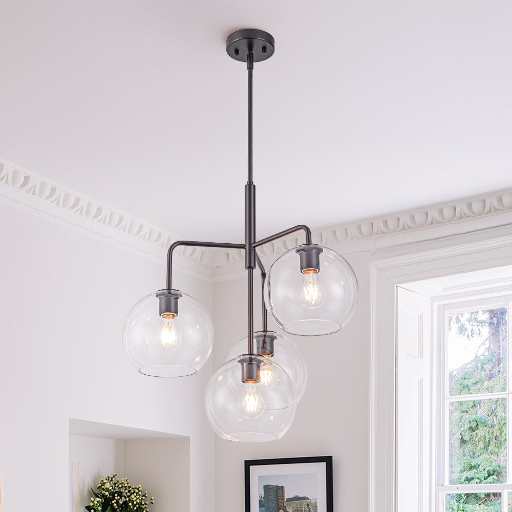 Jarnbrunx Modern Clear Bubble Hanging Sputnik Glass Chandelier