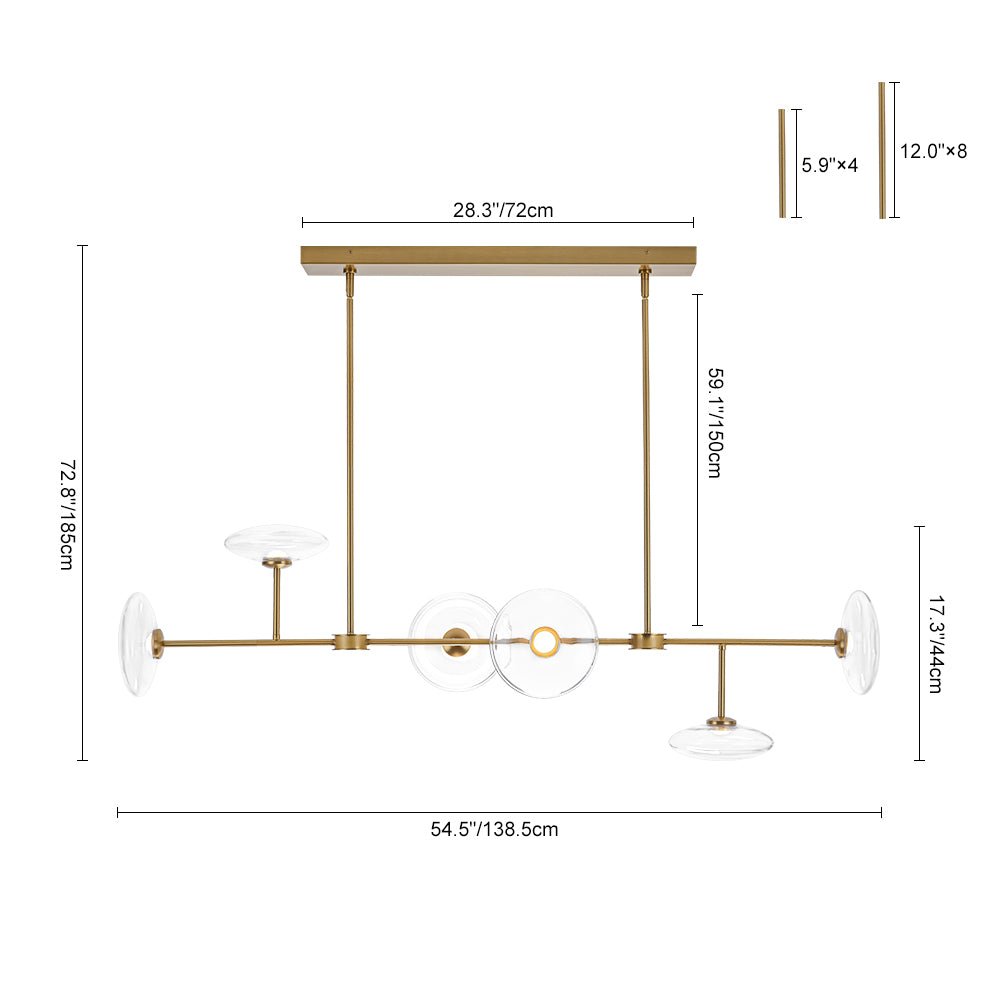 Vatnuvum Modern Dimmable LED Linear Clear Glass Chandelier