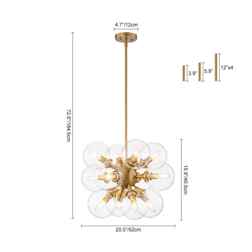 Zoruvium Modern Cluster Globe Bubble Glass Chandelier - Lamp Copper