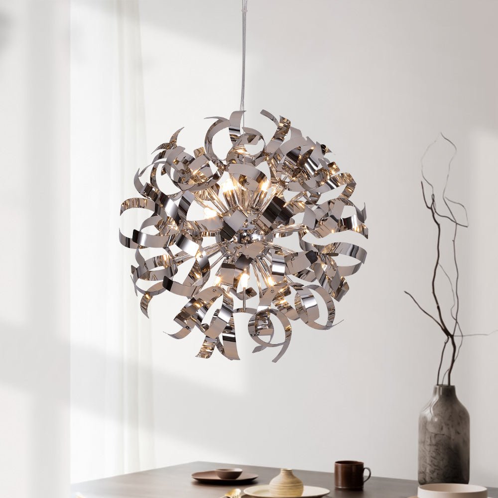 Vatnari Modern Ribbon Chrome Blast Metal Pendant Light