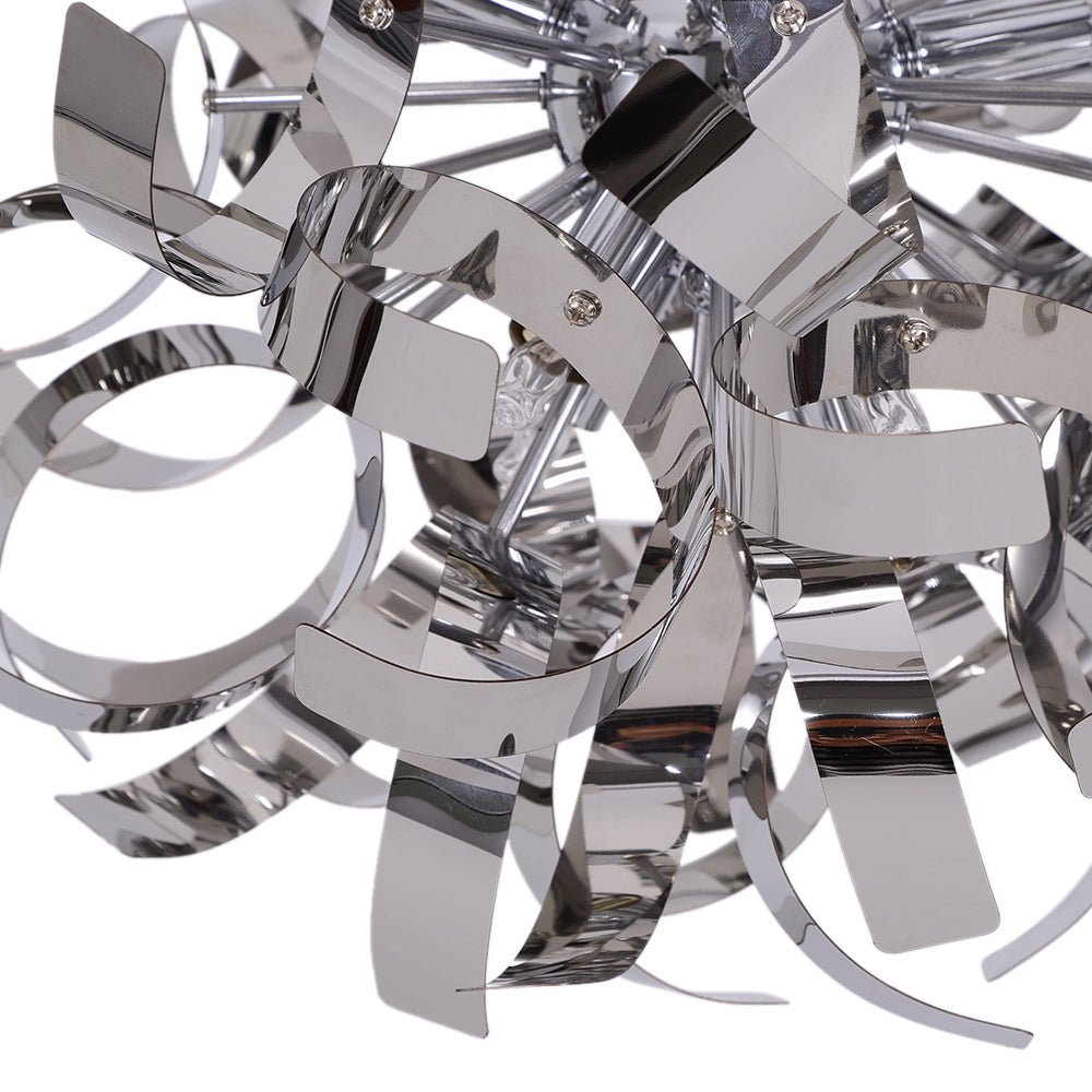 Vatnari Modern Ribbon Chrome Blast Metal Pendant Light