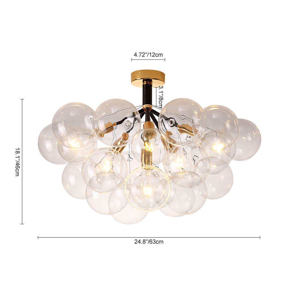 Evoke Modern Bubble Glass Chandelier / Semi Flush