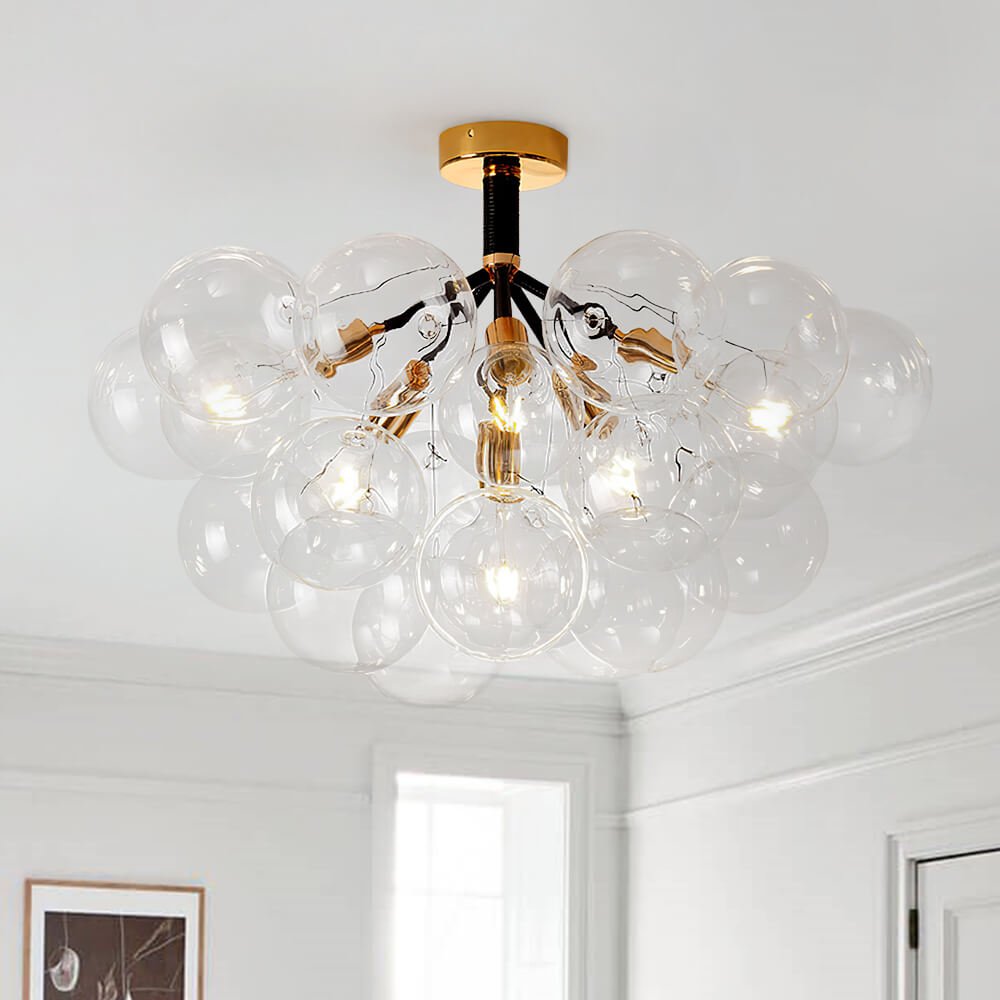 Evoke Modern Bubble Glass Chandelier / Semi Flush