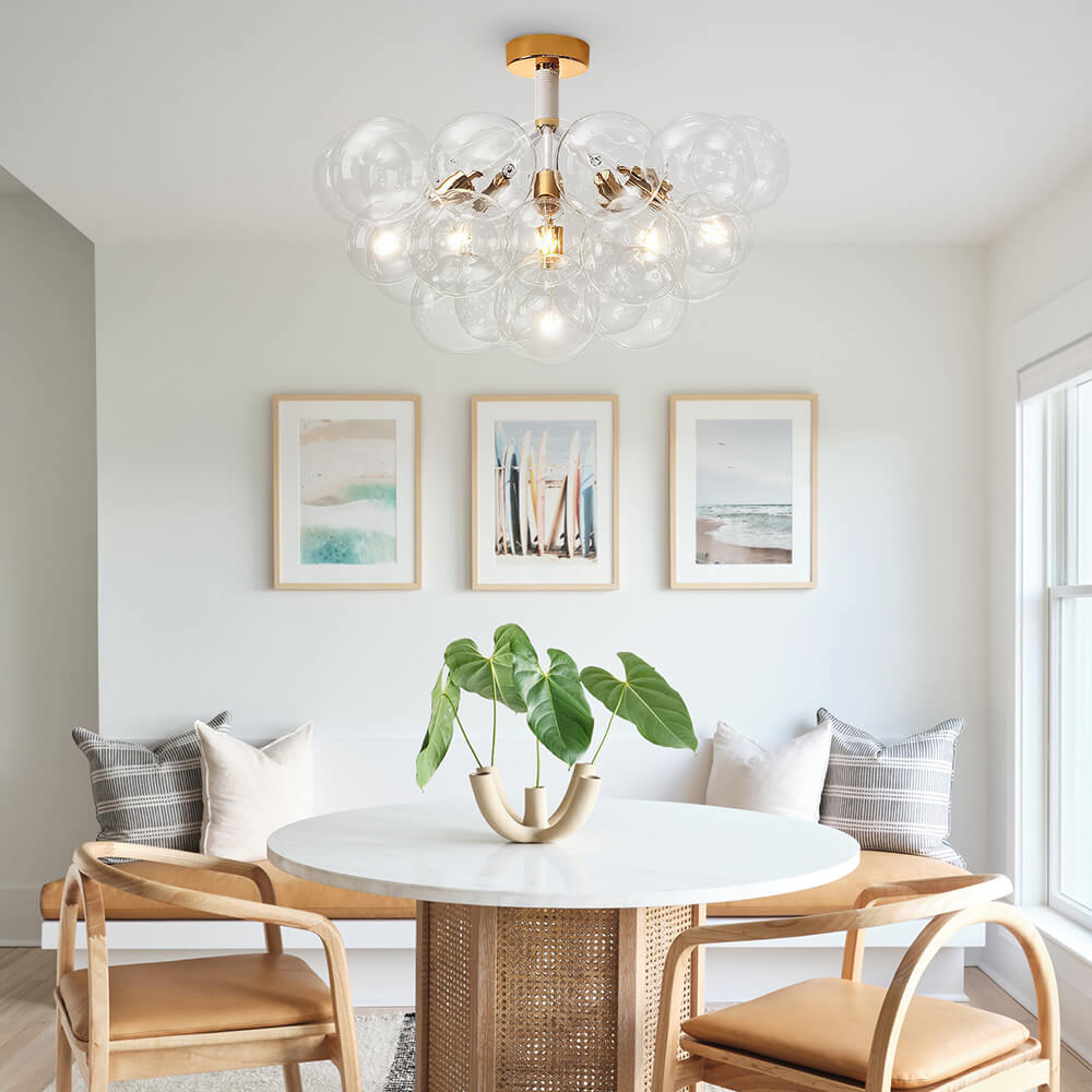 Evoke Modern Bubble Glass Chandelier / Semi Flush