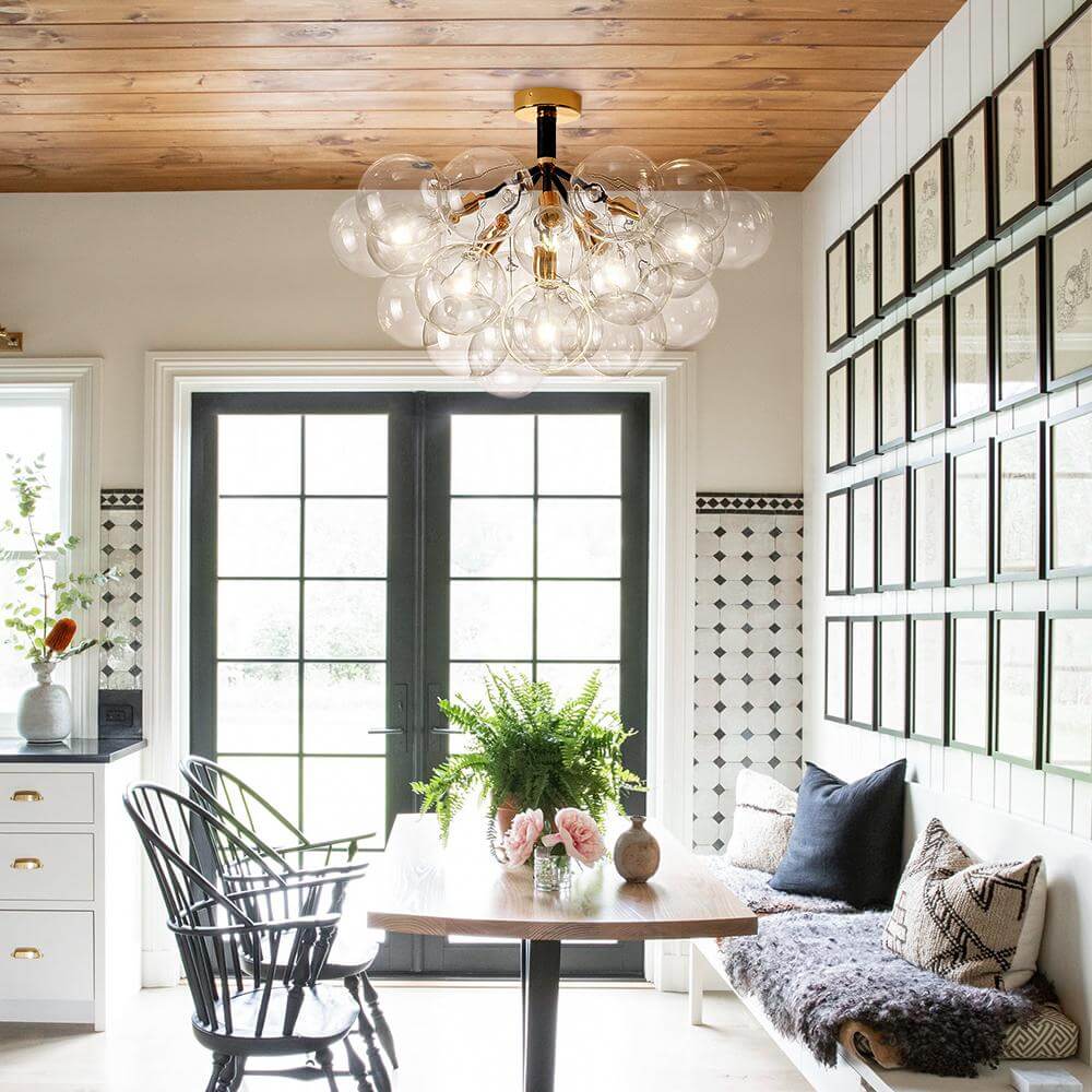 Evoke Modern Bubble Glass Chandelier / Semi Flush
