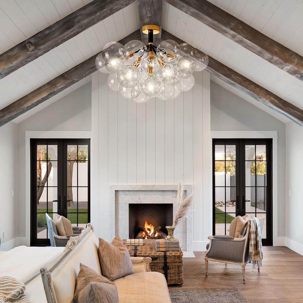 Evoke Modern Bubble Glass Chandelier / Semi Flush