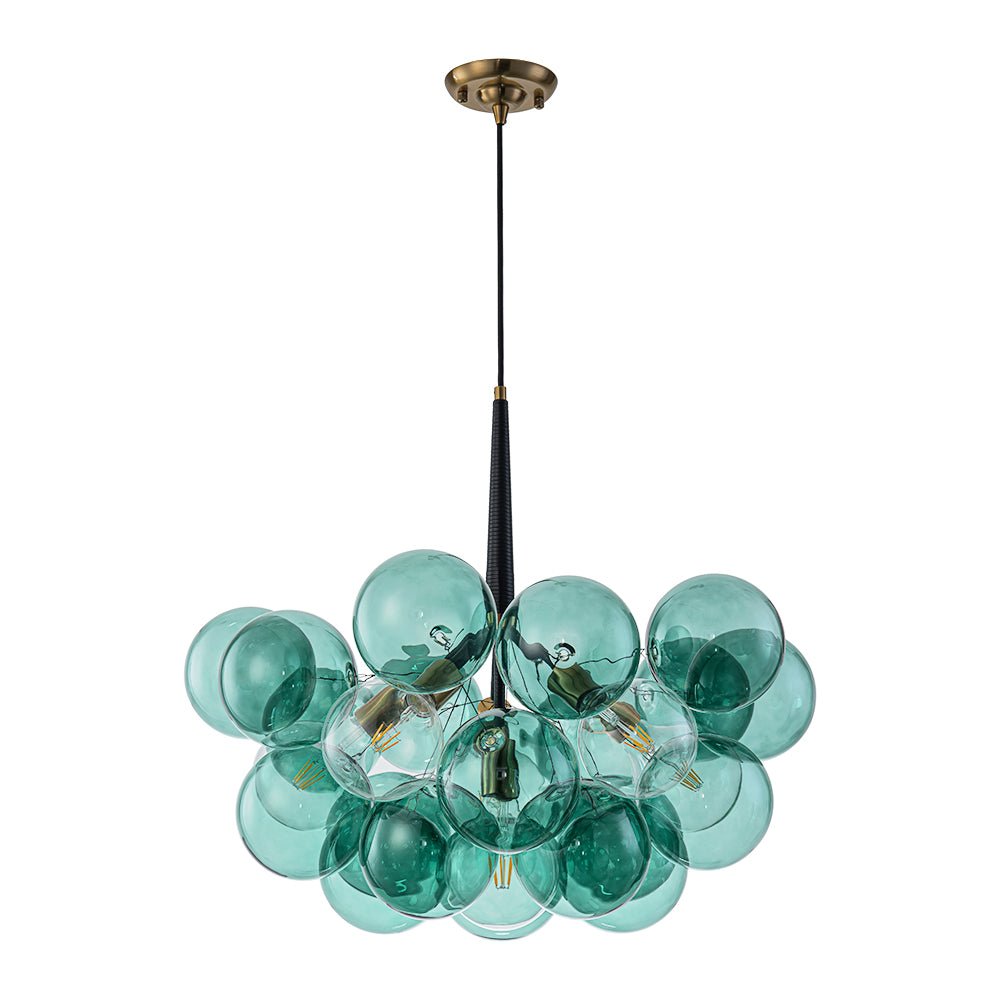 Qvistun Modern Cluster Green Globe Bubble Glass Chandelier