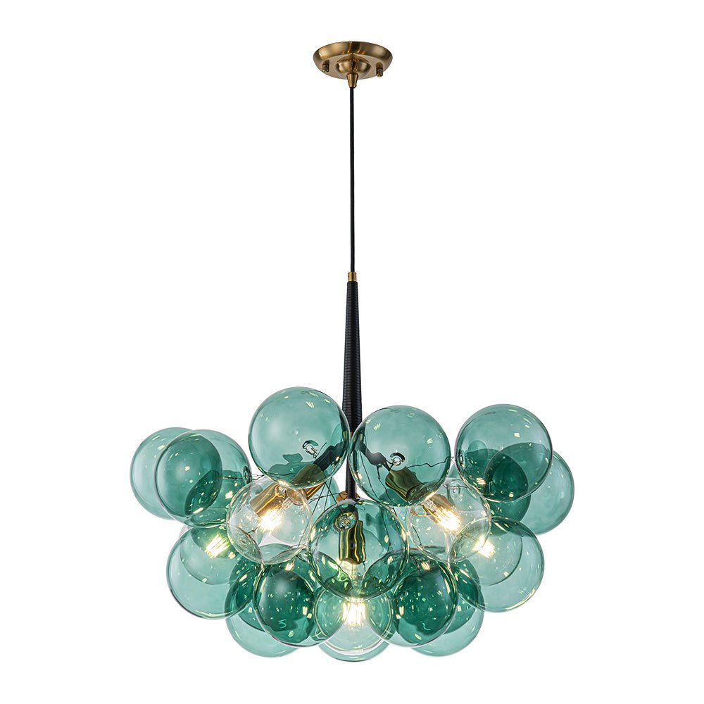 Qvistun Modern Cluster Green Globe Bubble Glass Chandelier