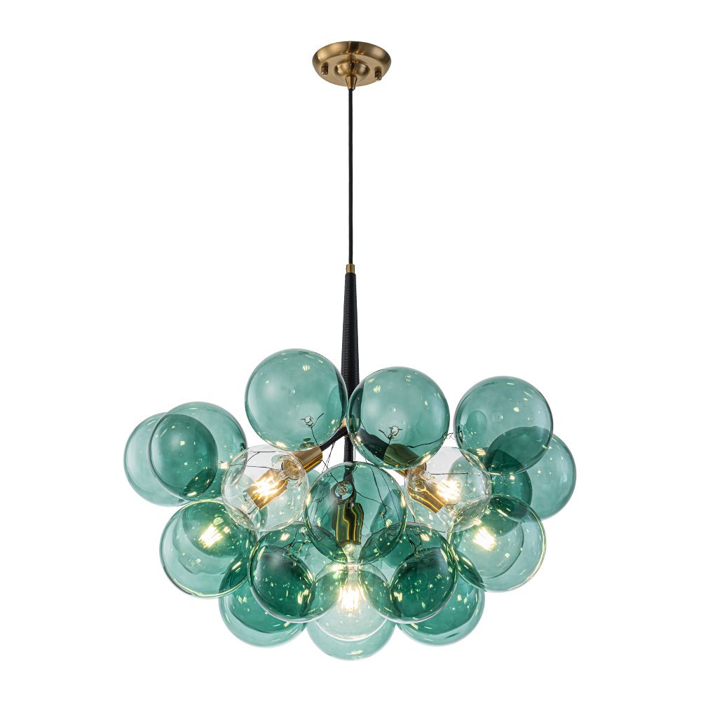 Qvistun Modern Cluster Green Globe Bubble Glass Chandelier