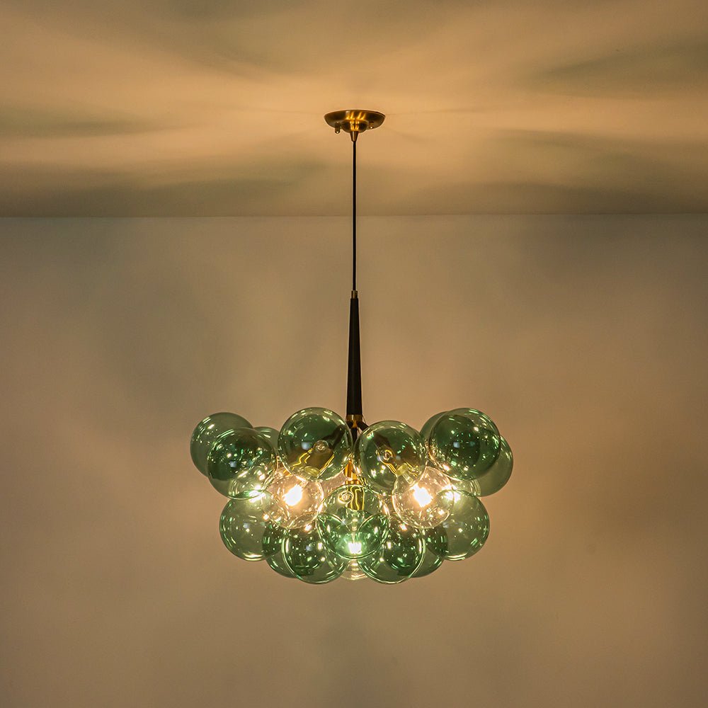 Qvistun Modern Cluster Green Globe Bubble Glass Chandelier