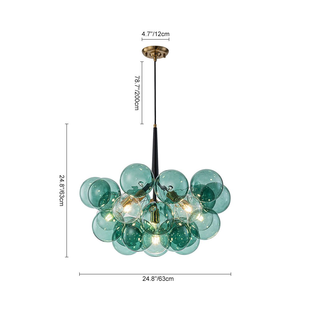 Qvistun Modern Cluster Green Globe Bubble Glass Chandelier