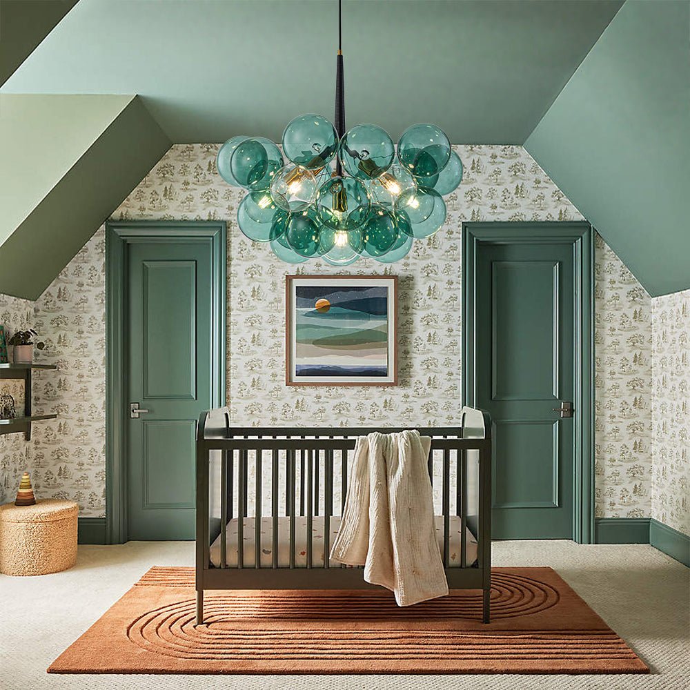 Qvistun Modern Cluster Green Globe Bubble Glass Chandelier