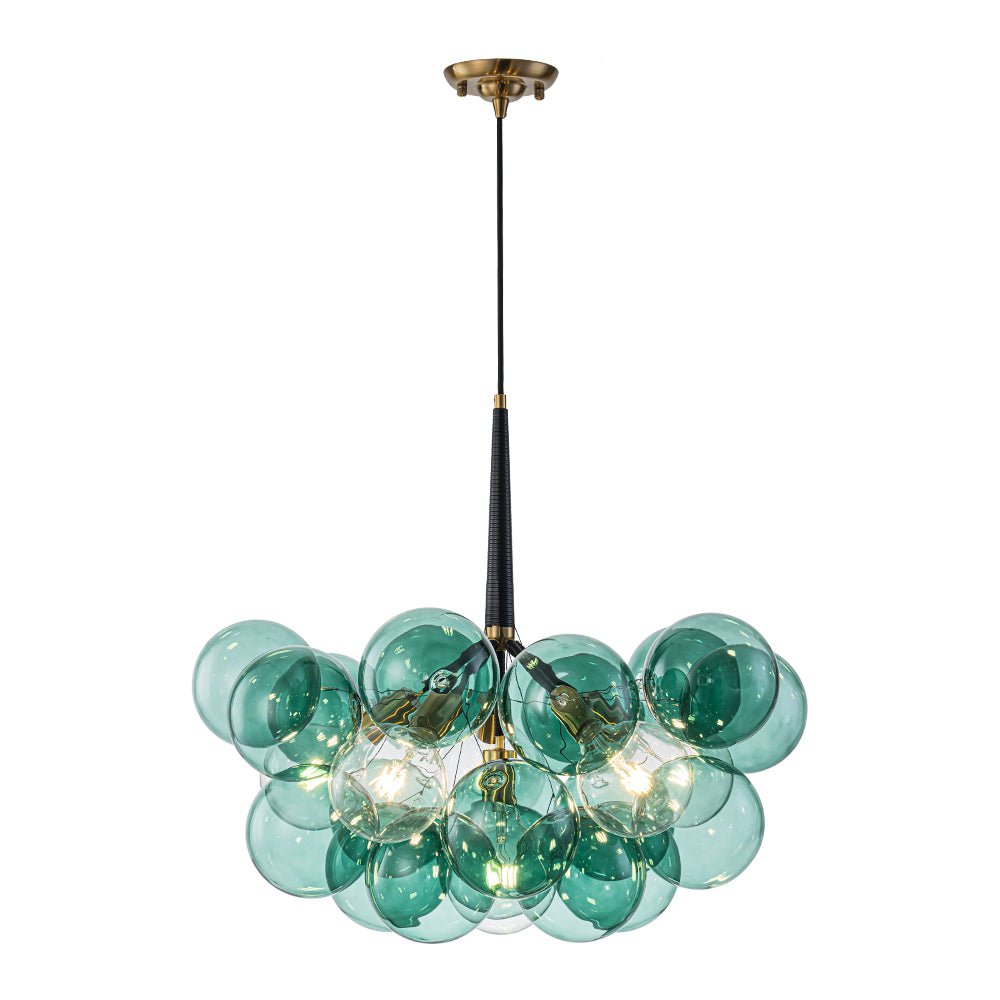 Qvistun Modern Cluster Green Globe Bubble Glass Chandelier