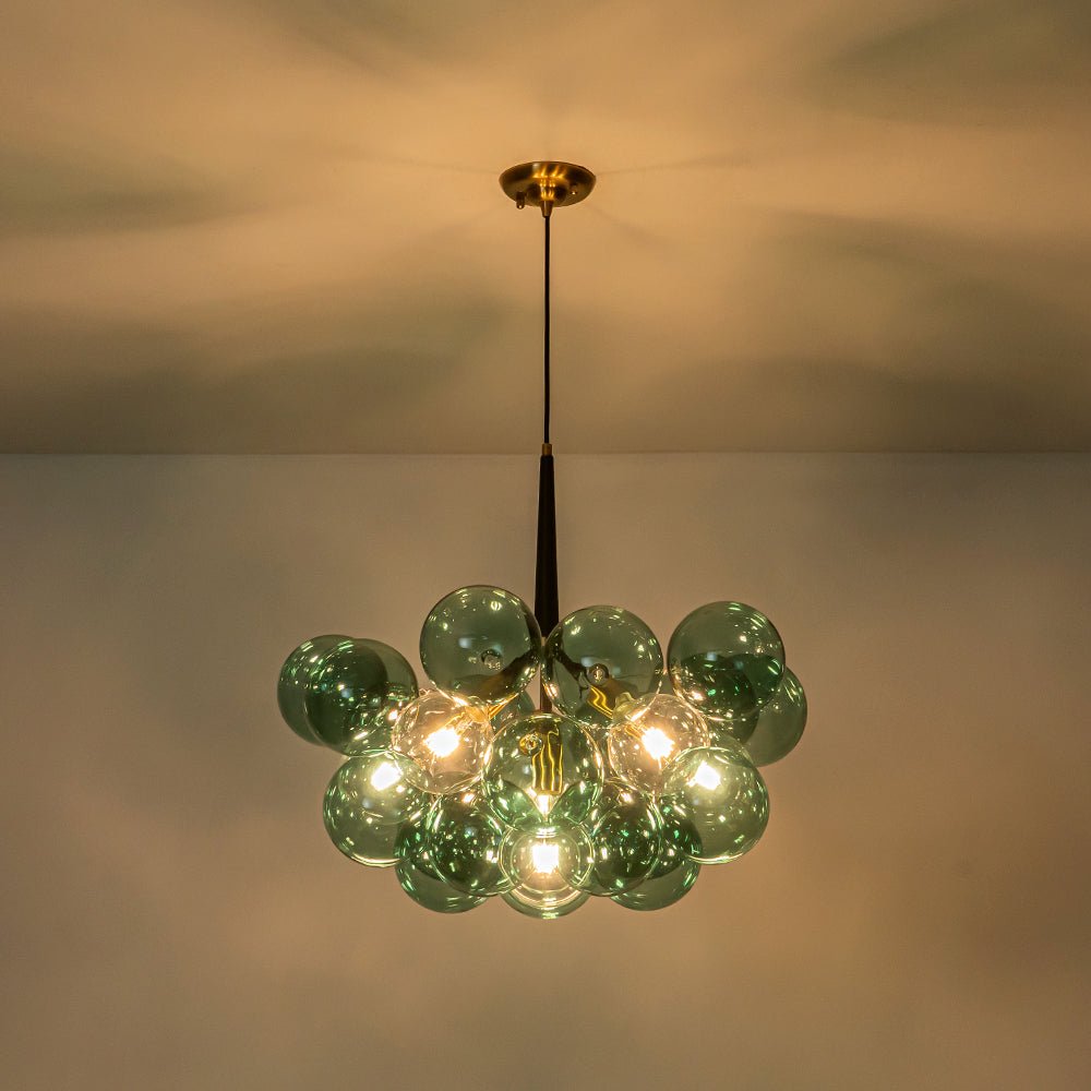 Qvistun Modern Cluster Green Globe Bubble Glass Chandelier