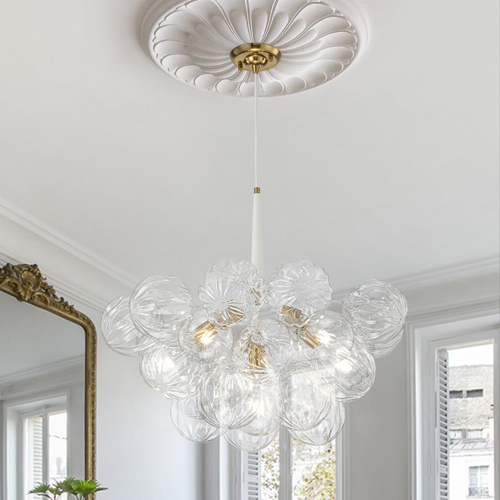 Zoruvyr Modern Cluster Sculpture Texture Glass Globe Bubble Chandelier