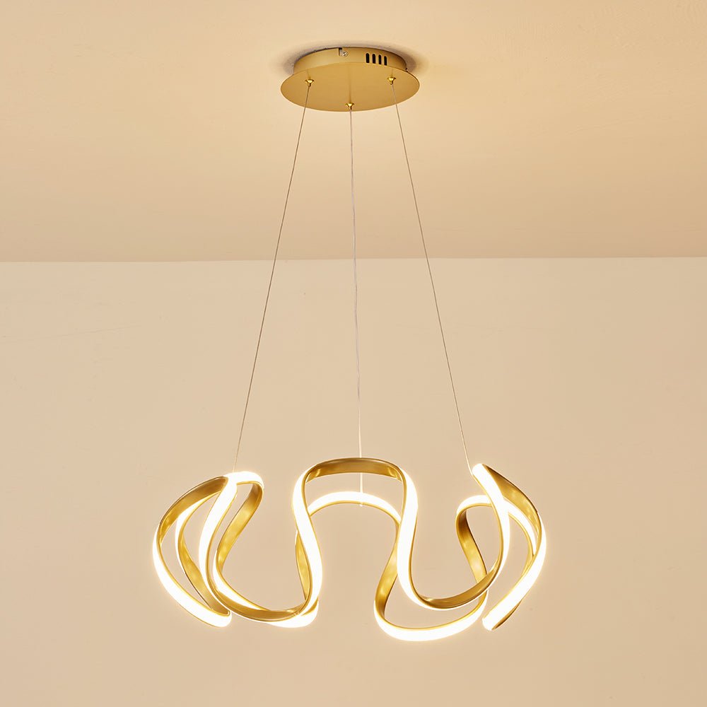 Ulfuvya Modern Dimmable LED Twist Metal Pendant Light - Lamp Copper