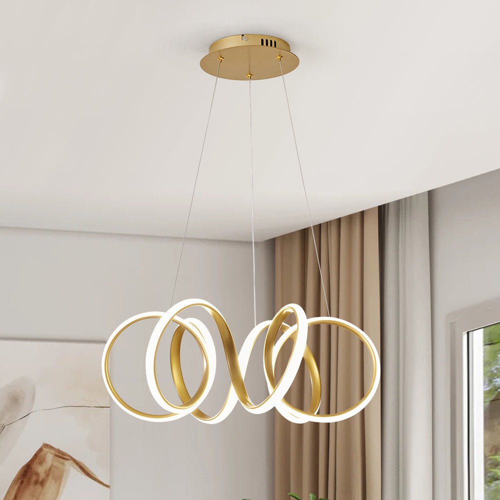 Ulfuvya Modern Dimmable LED Twist Metal Pendant Light - Lamp Copper