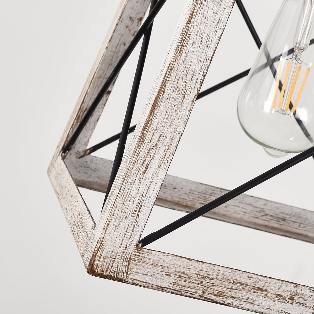 Modern Linear Faux Wood Chandelier Pendant Light - Lamp Copper