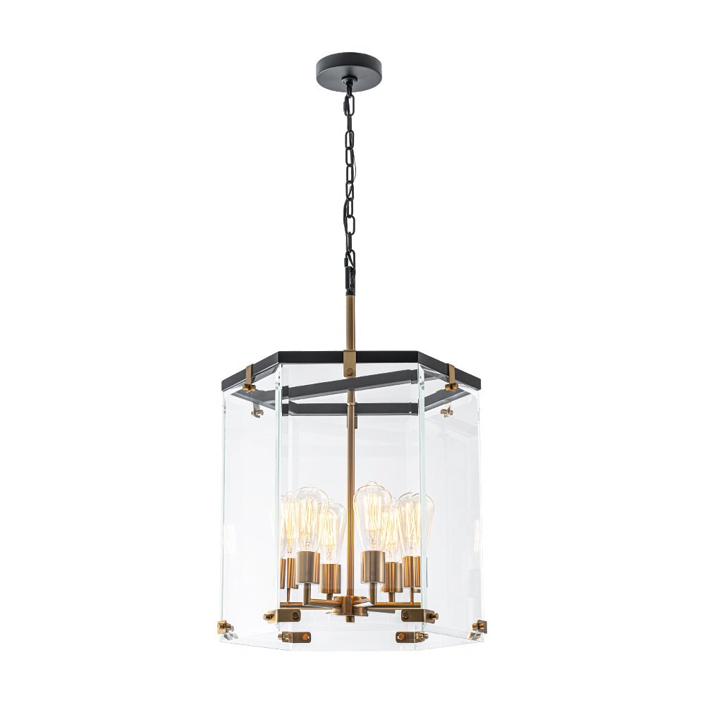 Dvaluva Modern Farmhouse Clear Large Glass Lantern Pendant Light