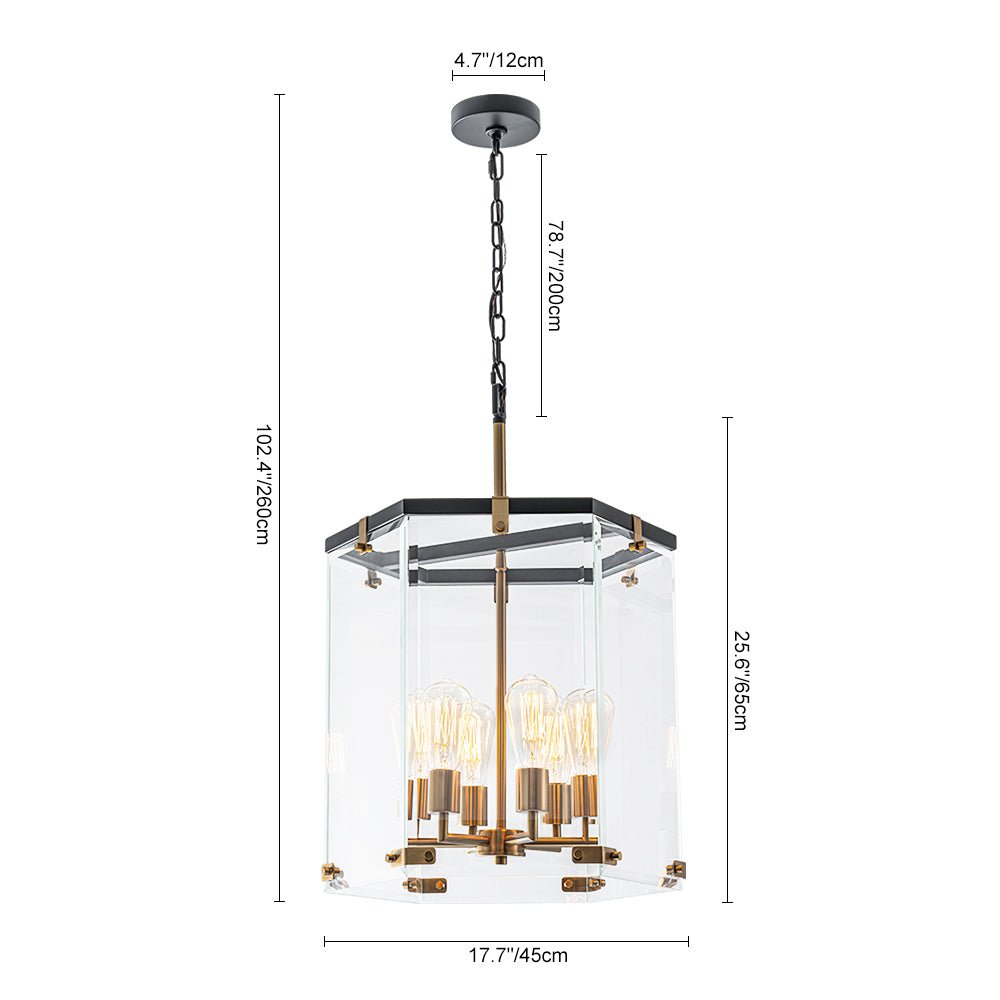 Dvaluva Modern Farmhouse Clear Large Glass Lantern Pendant Light