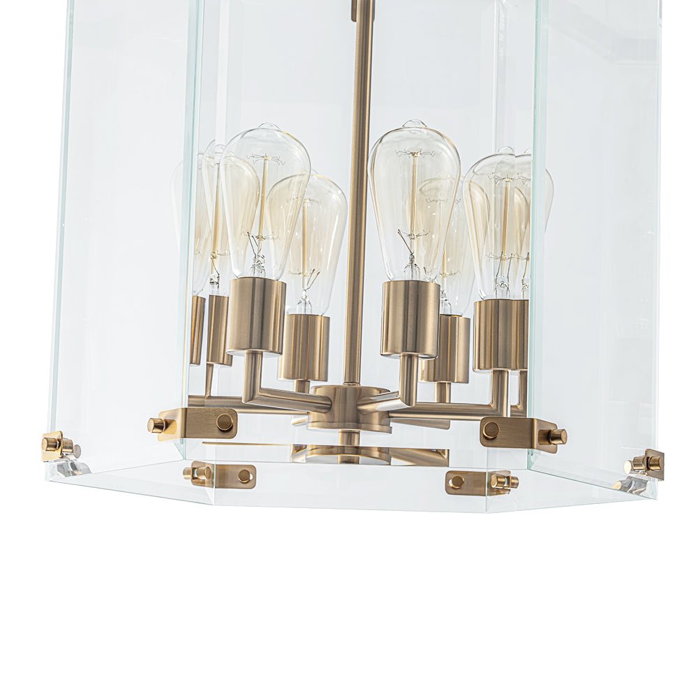 Dvaluva Modern Farmhouse Clear Large Glass Lantern Pendant Light