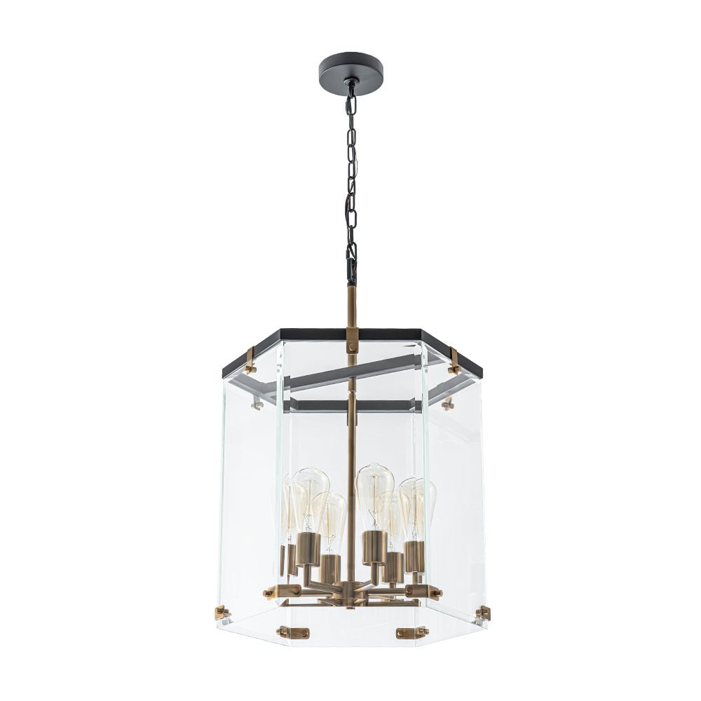 Dvaluva Modern Farmhouse Clear Large Glass Lantern Pendant Light