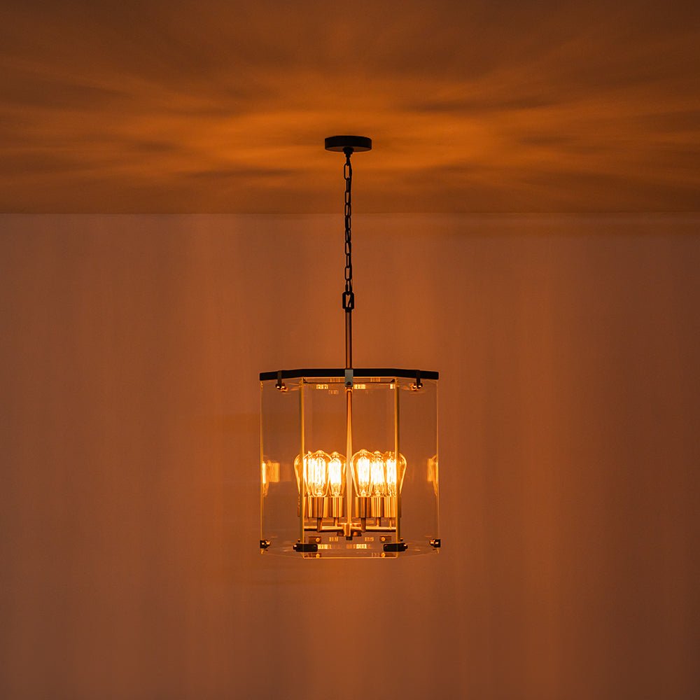 Dvaluva Modern Farmhouse Clear Large Glass Lantern Pendant Light