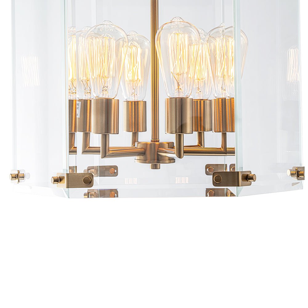 Dvaluva Modern Farmhouse Clear Large Glass Lantern Pendant Light