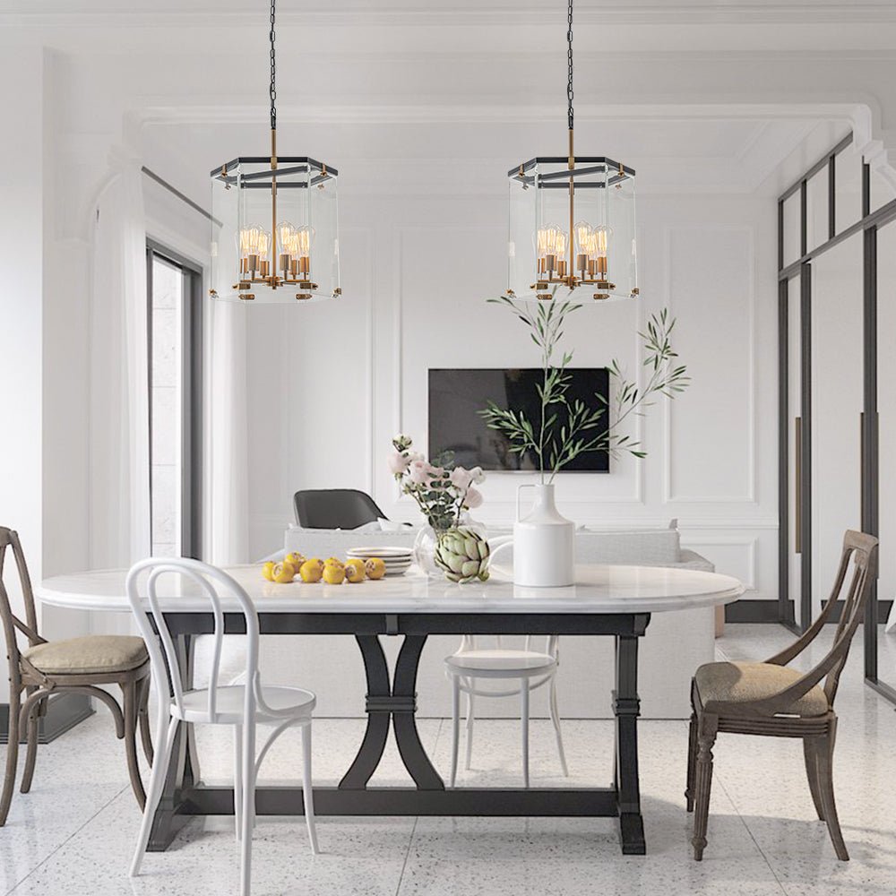 Dvaluva Modern Farmhouse Clear Large Glass Lantern Pendant Light