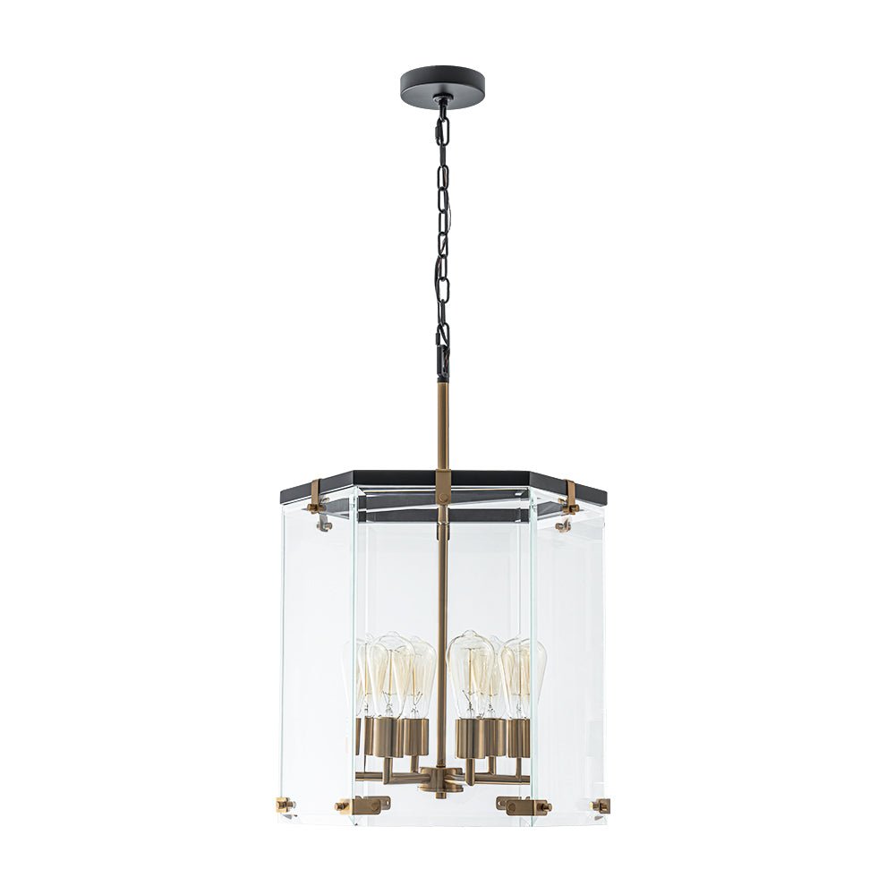 Dvaluva Modern Farmhouse Clear Large Glass Lantern Pendant Light