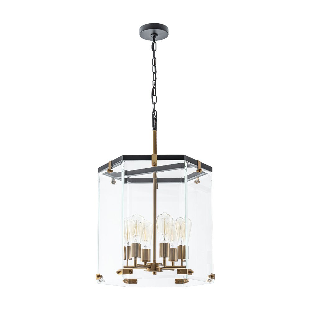 Dvaluva Modern Farmhouse Clear Large Glass Lantern Pendant Light