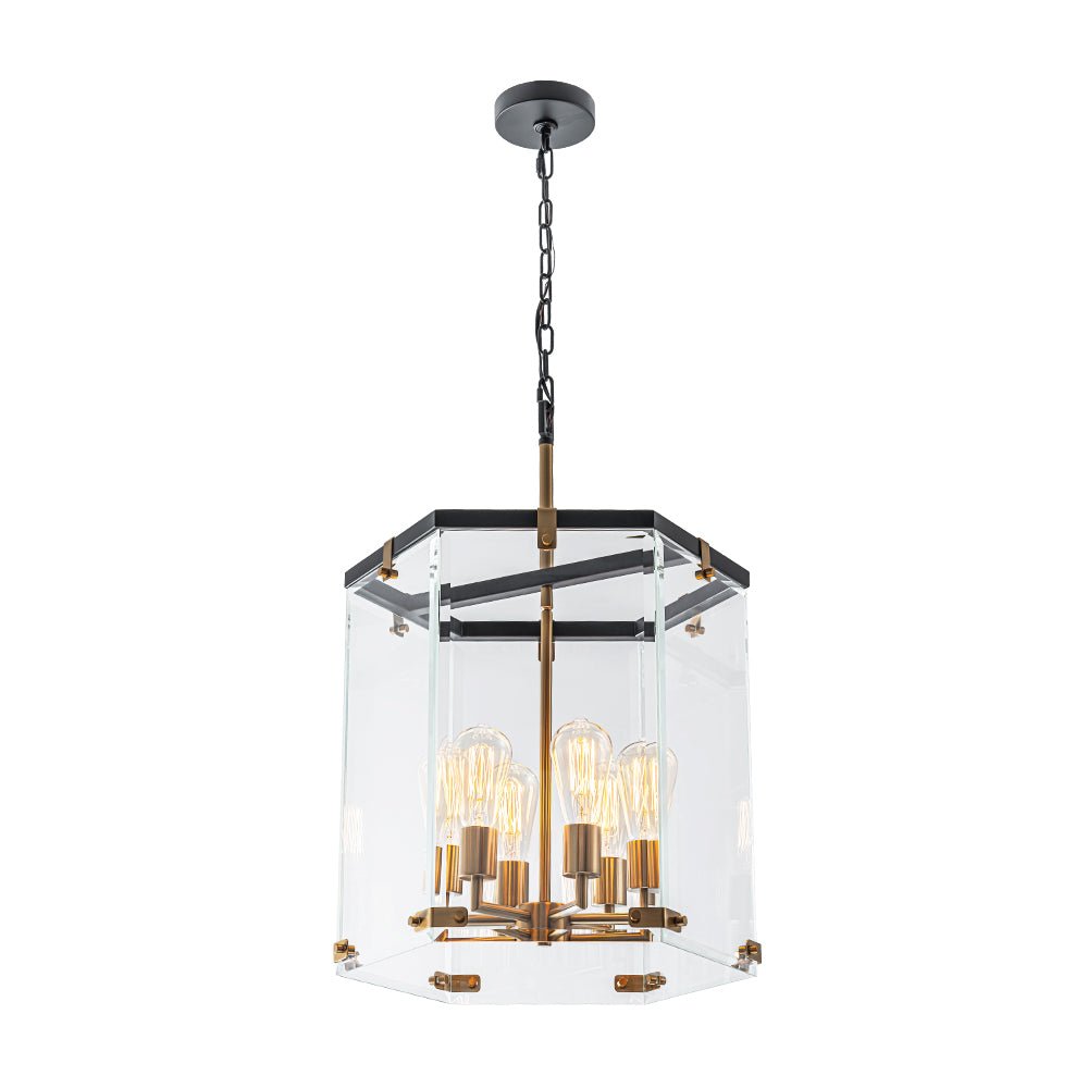 Dvaluva Modern Farmhouse Clear Large Glass Lantern Pendant Light