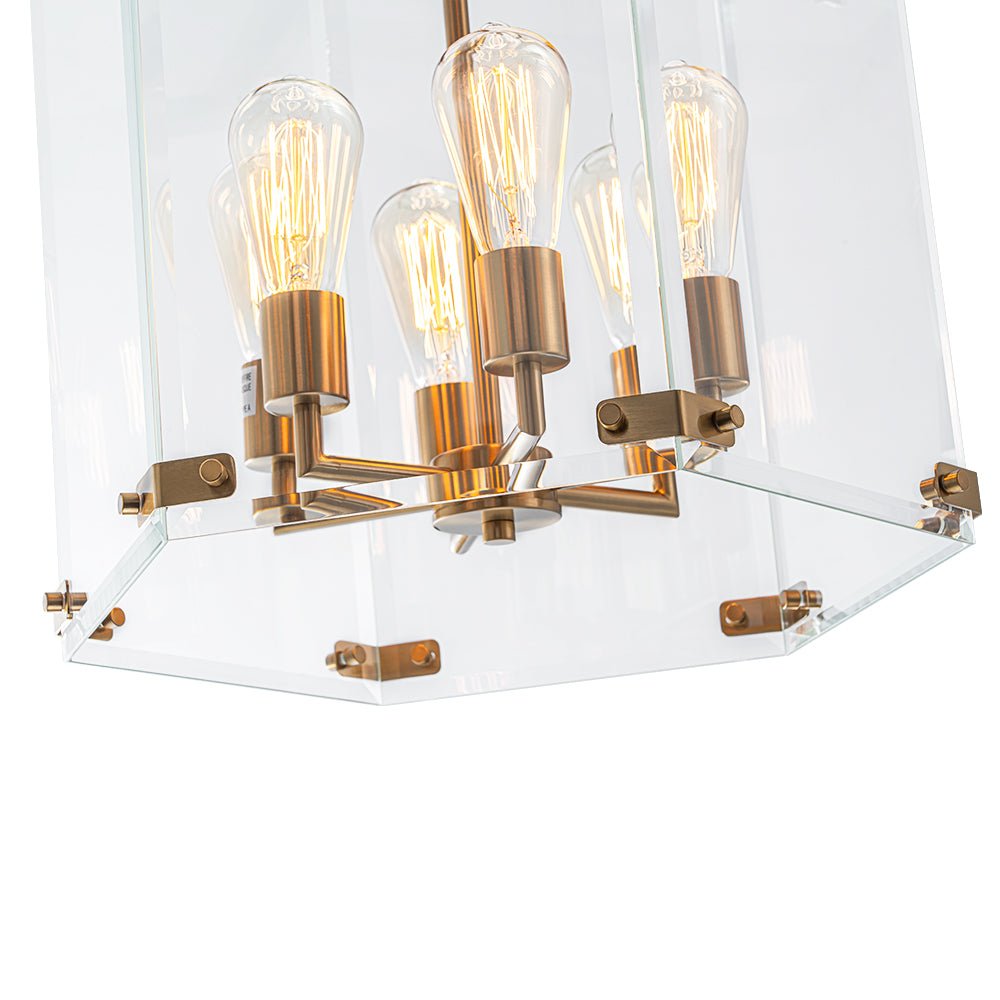Dvaluva Modern Farmhouse Clear Large Glass Lantern Pendant Light