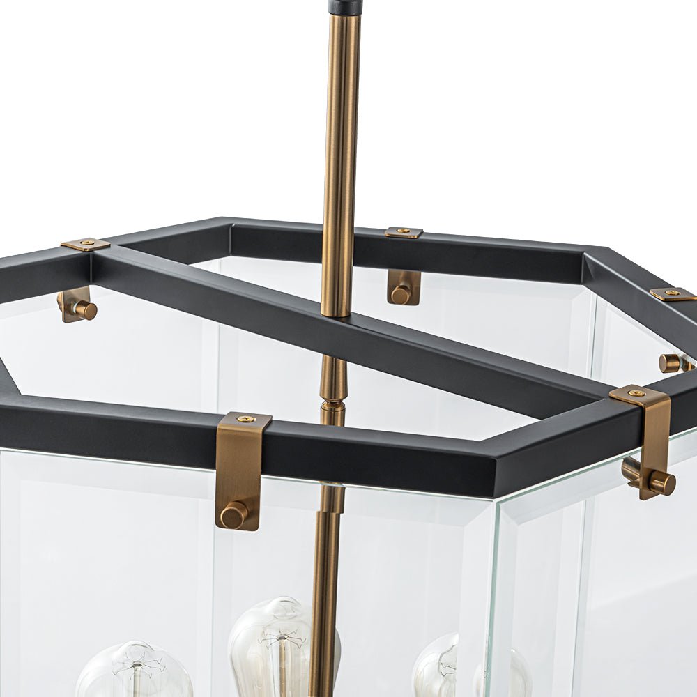 Dvaluva Modern Farmhouse Clear Large Glass Lantern Pendant Light