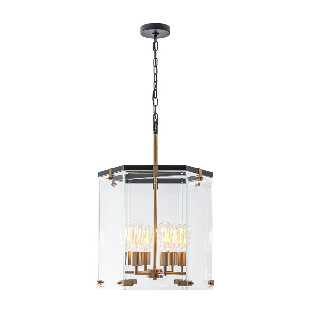 Dvaluva Modern Farmhouse Clear Large Glass Lantern Pendant Light