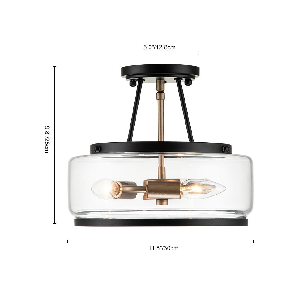 Vetria Modern Glass Semi Flush Mount Ceiling Light
