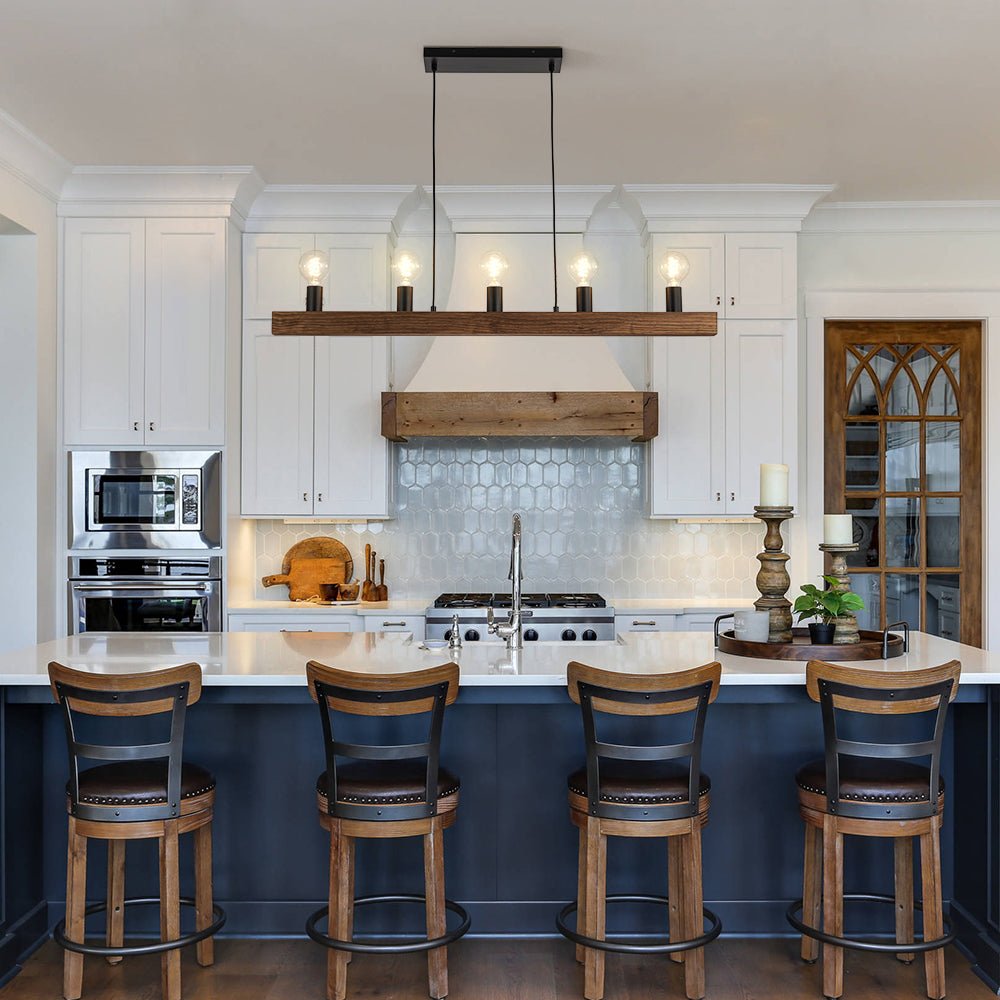 Mjolkuvo Modern Farmhouse Pine Linear Wood Chandelier