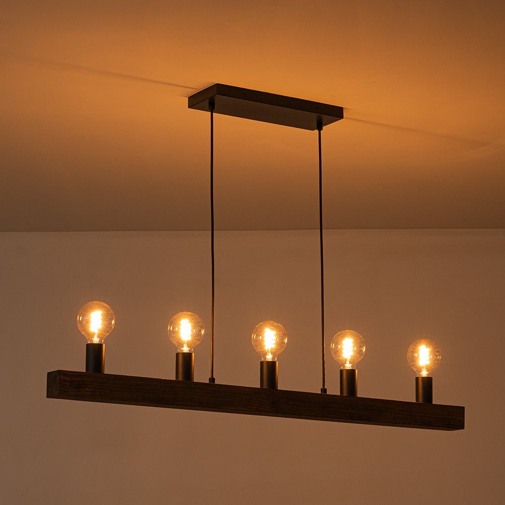 Mjolkuvo Modern Farmhouse Pine Linear Wood Chandelier