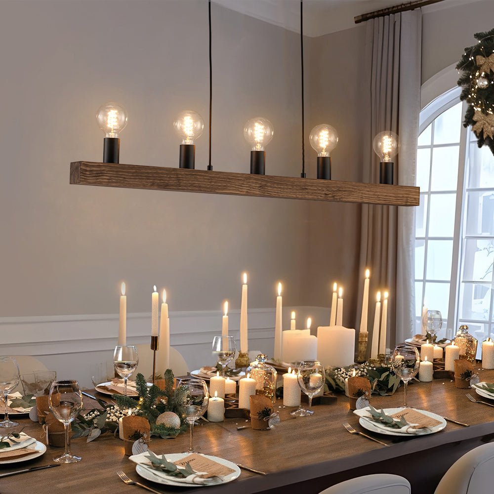Mjolkuvo Modern Farmhouse Pine Linear Wood Chandelier